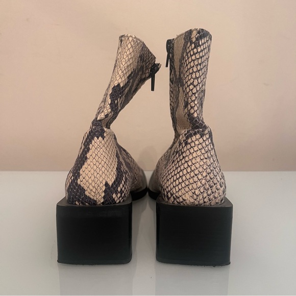 ZARA snakeskin embossed ankle boots square toe block heel - Picture 13 of 16